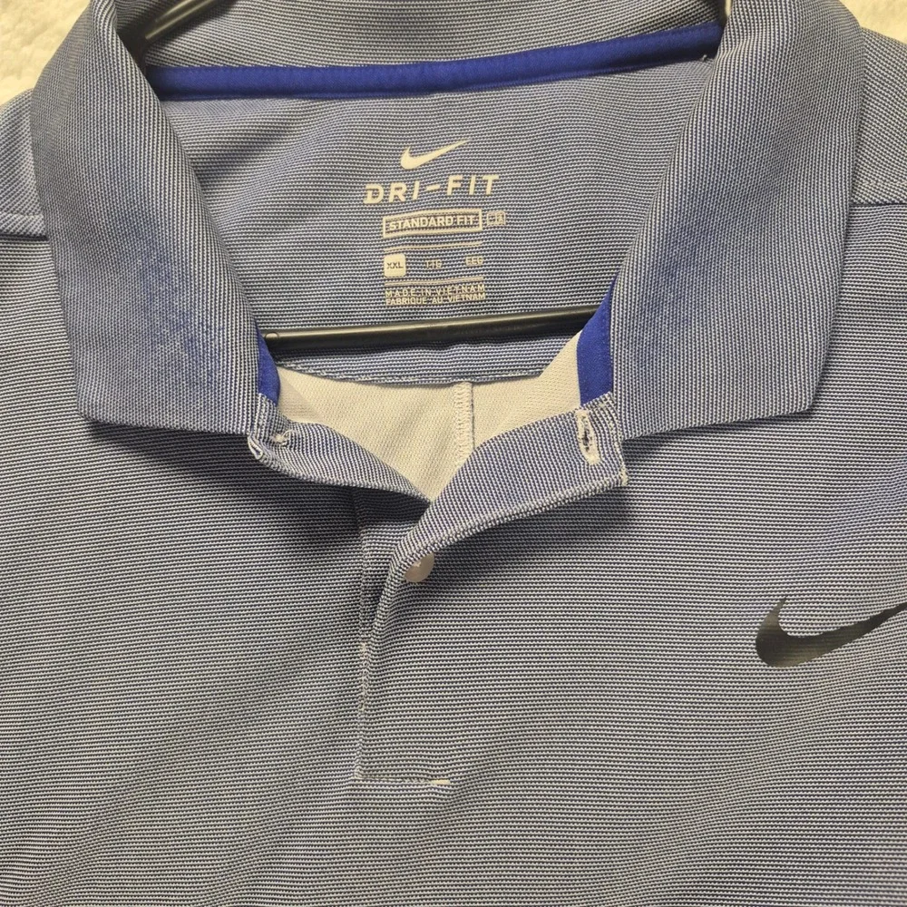 Nike Dri-FIT Polo Shirt Mens 2XL Periwinkle Purple Golf Performance Swoosh